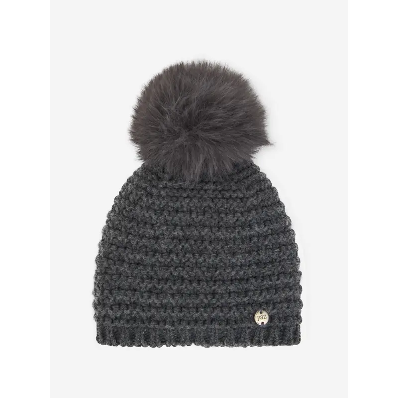 Paz Rodriguez Baby Wool Knit Pom-Pom Hat in Grey