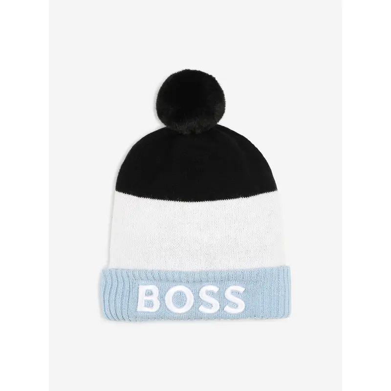 BOSS Boys Embroidered Logo Bobble Hat in Grey