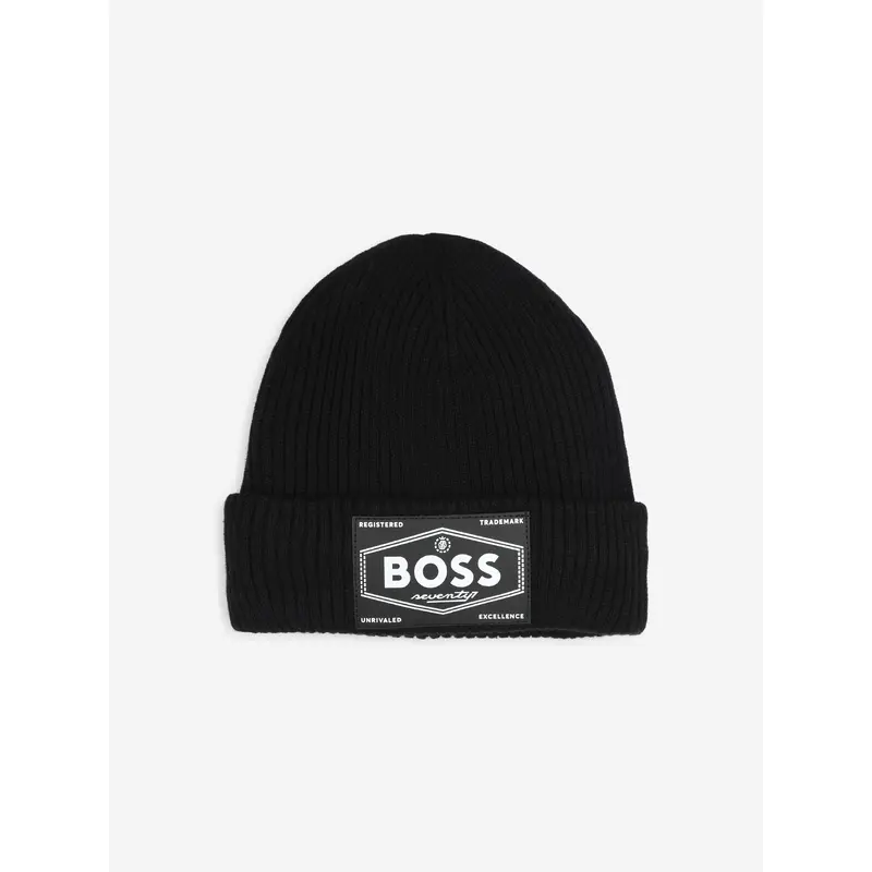 BOSS Boys Logo Beanie Hat in Black