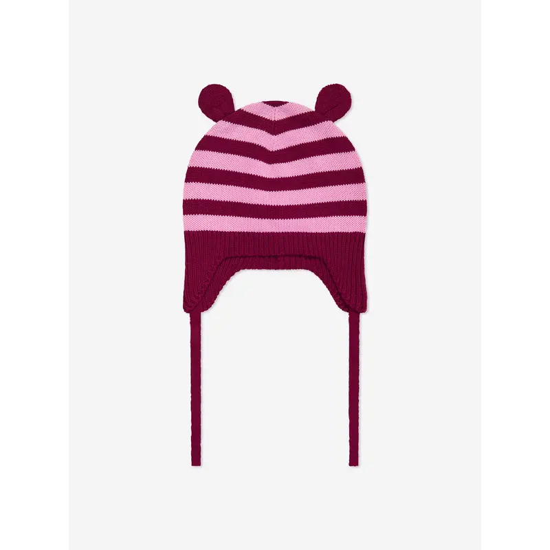 The Bonnie Mob Baby Girls Damson Knit Hat With Ears in Purple
