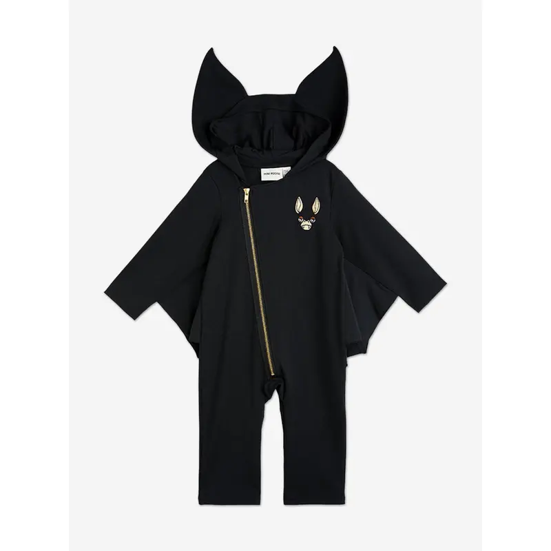 Mini Rodini Kids Bat Sleeve Onesie in Black