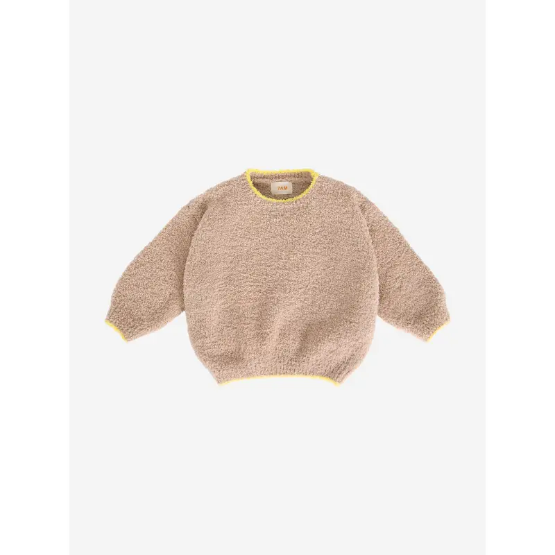 7AM Enfant Baby Fuzzy Boxy Sweater in Beige