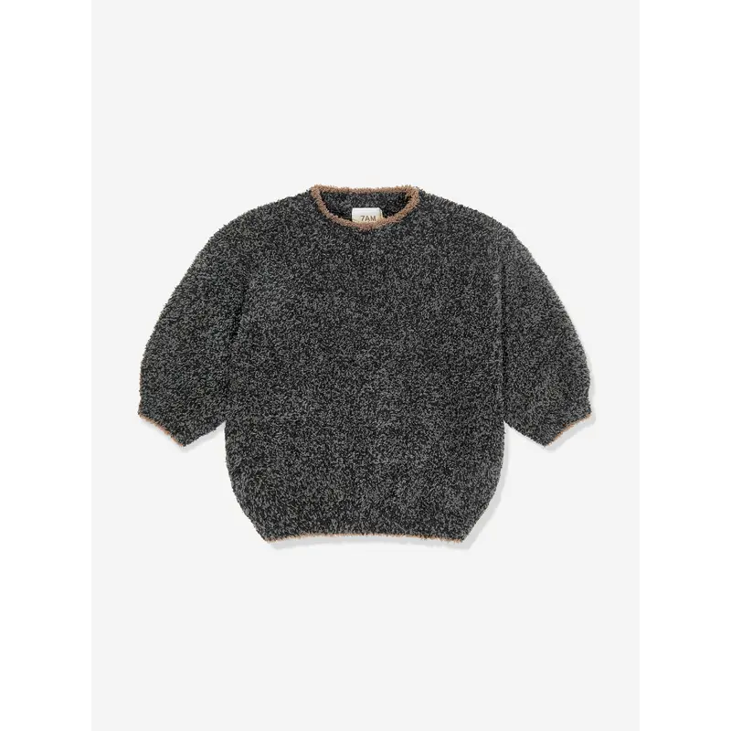 7AM Enfant Baby Fuzzy Boxy Sweater in Black