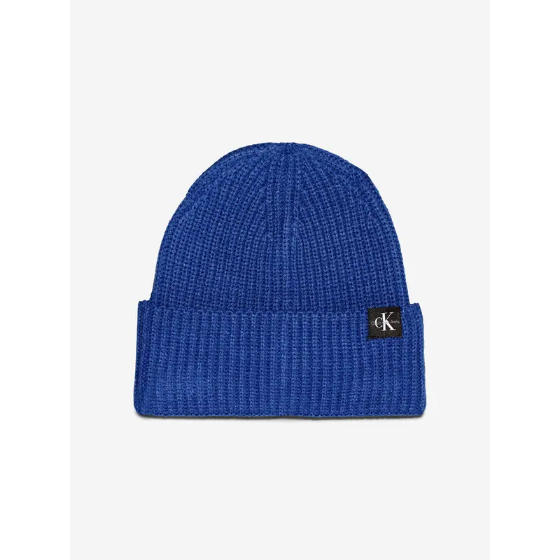 Calvin Klein Boys Monogram Rib Beanie Hat in Blue