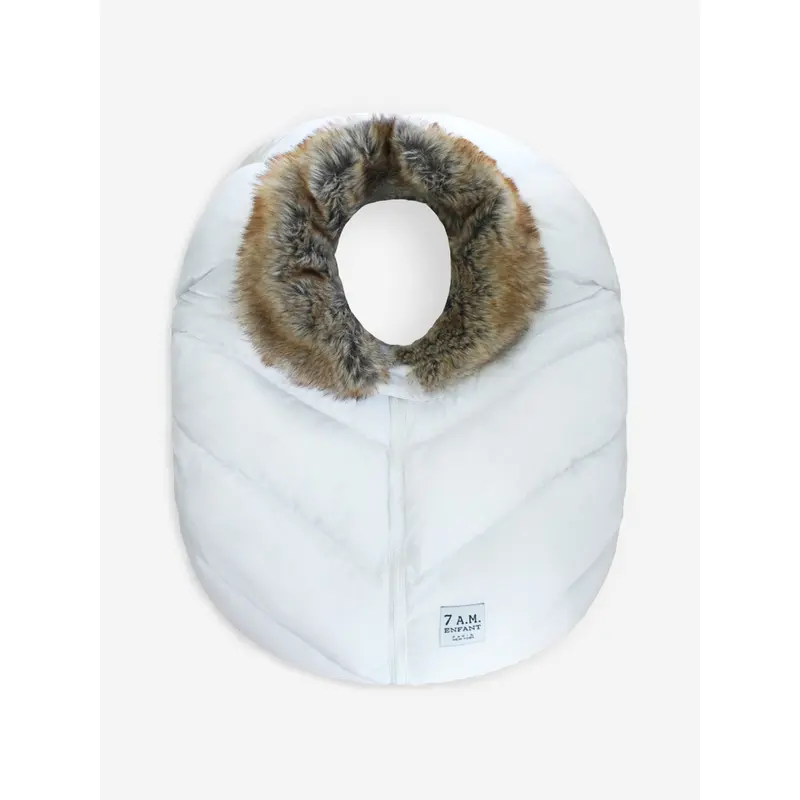7AM Enfant Baby Car Seat Cocoon Faux Fur-Tundra in White