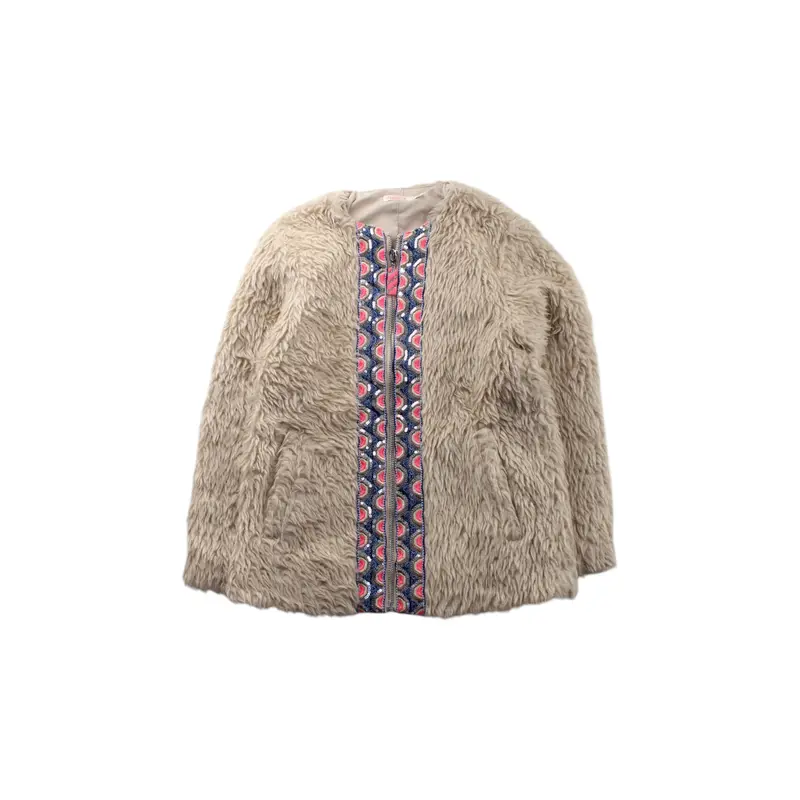 Billieblush Faux Fur Coat With Pattern Trim 6T