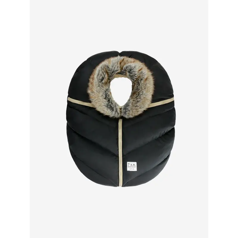 7AM Enfant Baby Car Seat Cocoon Faux Fur-Tundra in Black