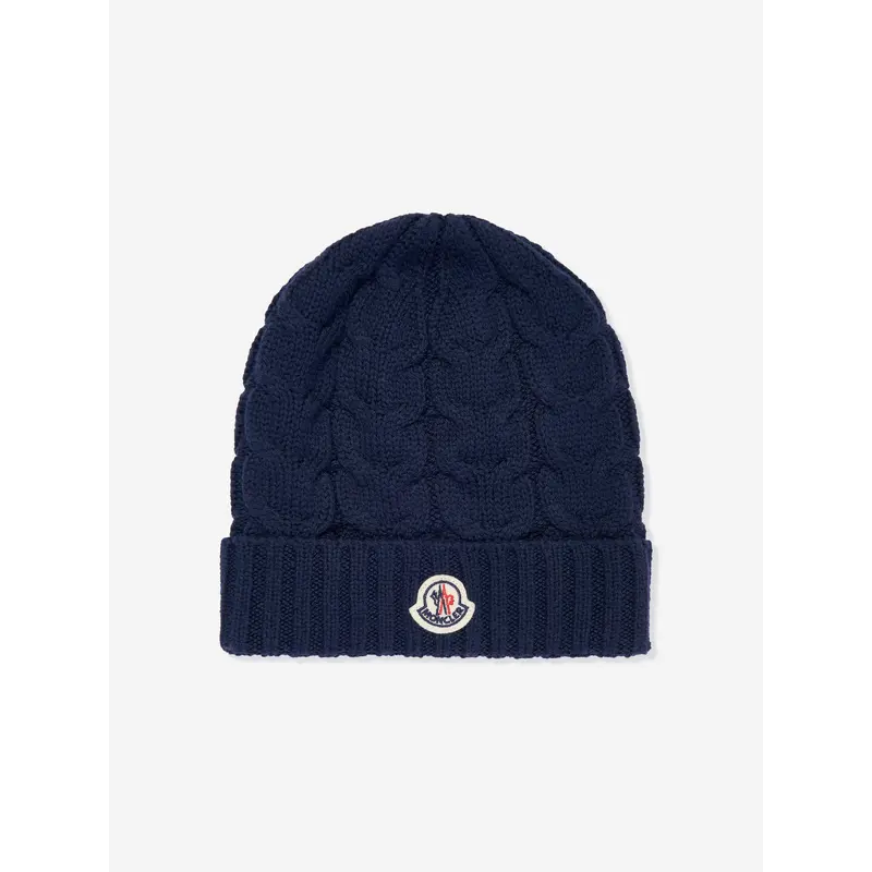 Moncler Enfant Boys Logo Beanie Hat in Navy
