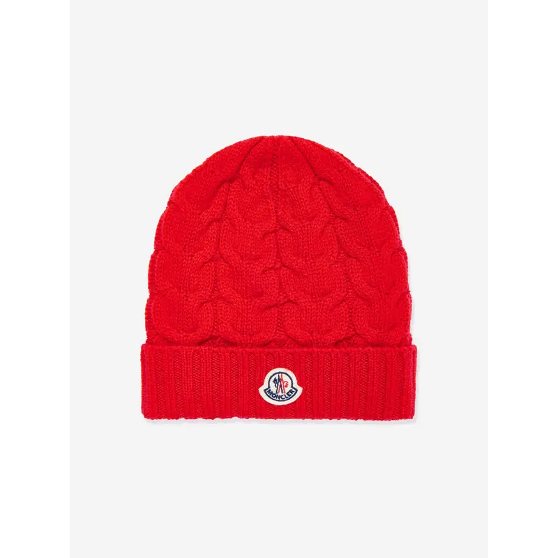 Moncler Enfant Boys Logo Beanie Hat in Red