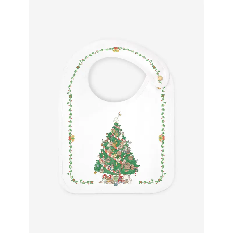 Atelier Choux Baby Christmas Eve Satin Bib in White