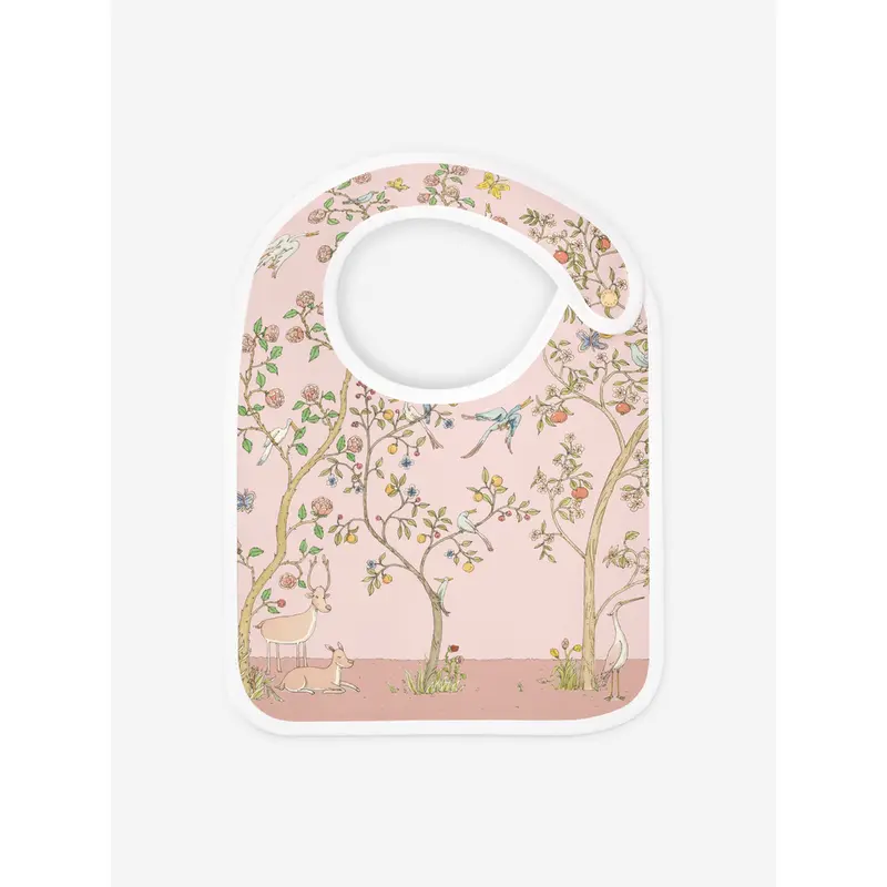 Atelier Choux Baby Girls In Bloom Satin Bib in Pink