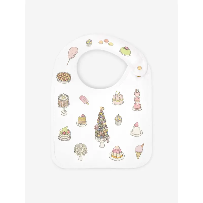 Atelier Choux Baby Sweetie Pie Satin Bib in White