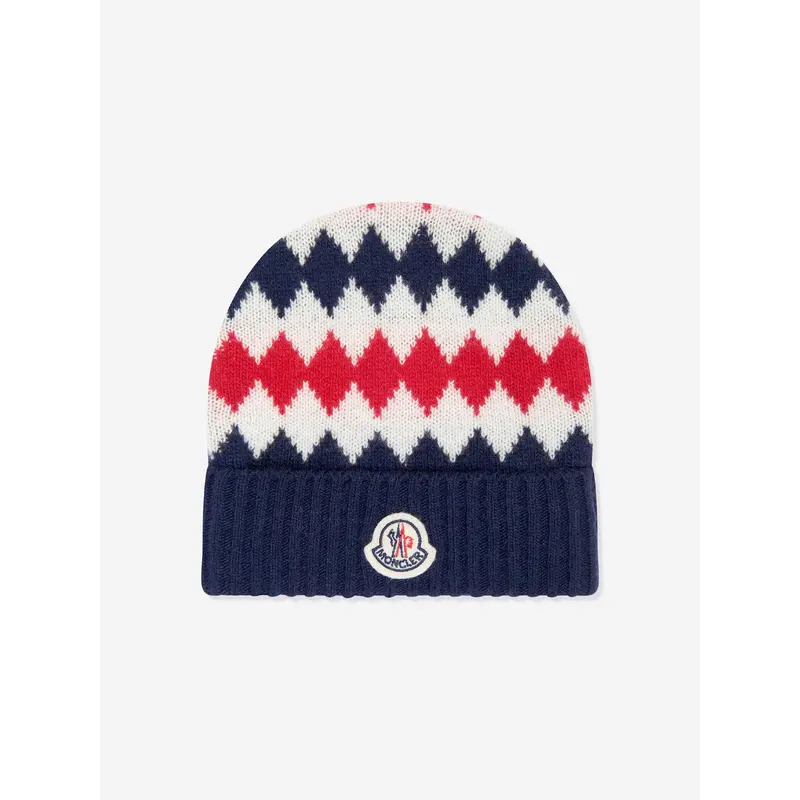 Moncler Enfant Baby Boys Wool Beanie Hat in Navy