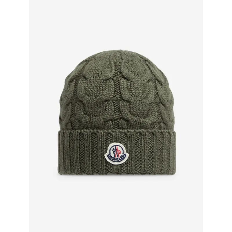 Moncler Enfant Boys Logo Beanie Hat in Green