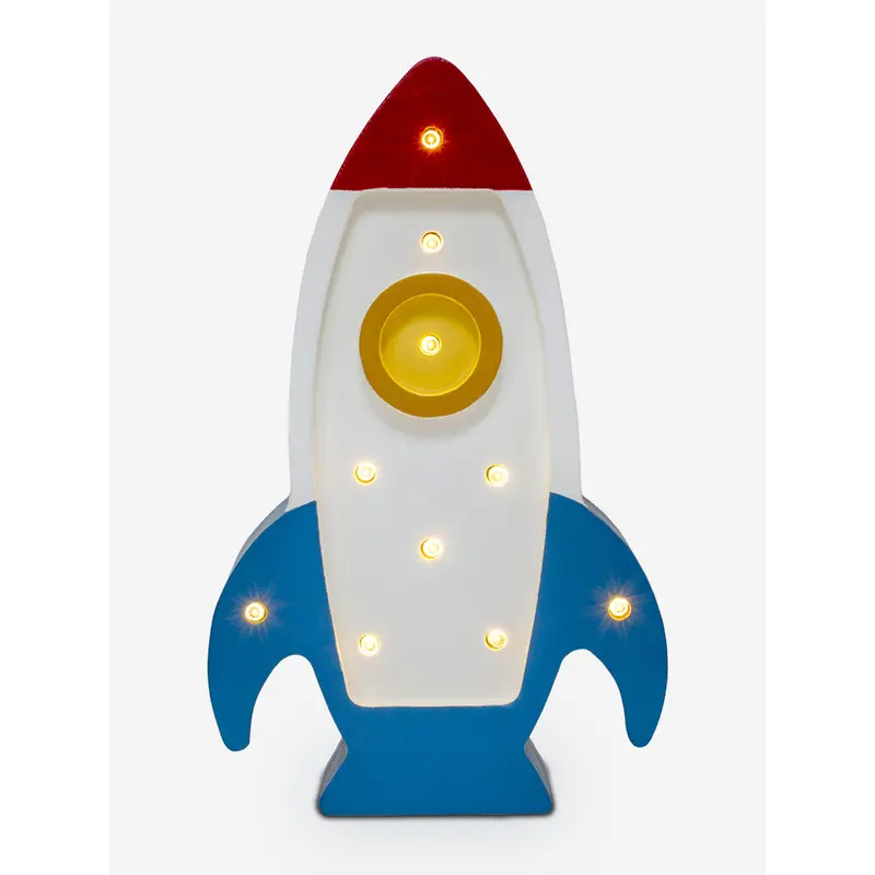 Little Lights Space Rocket Mini Lamp in White (13x22x5.5 cm)