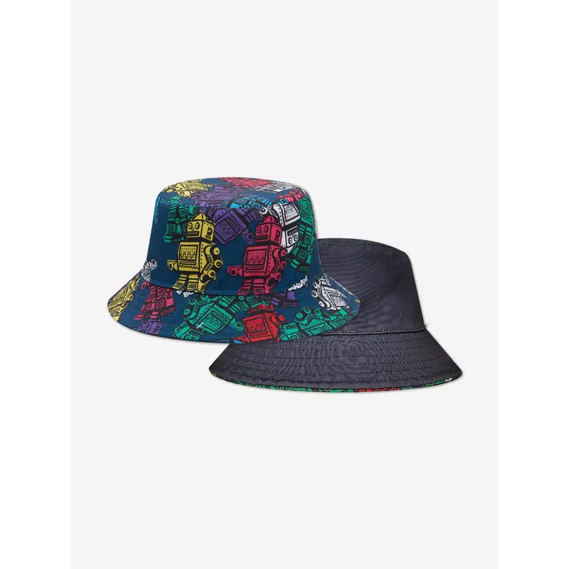 Billionaire Boys Club Kids Robot Print Reversible Bucket Hat in Multicolour