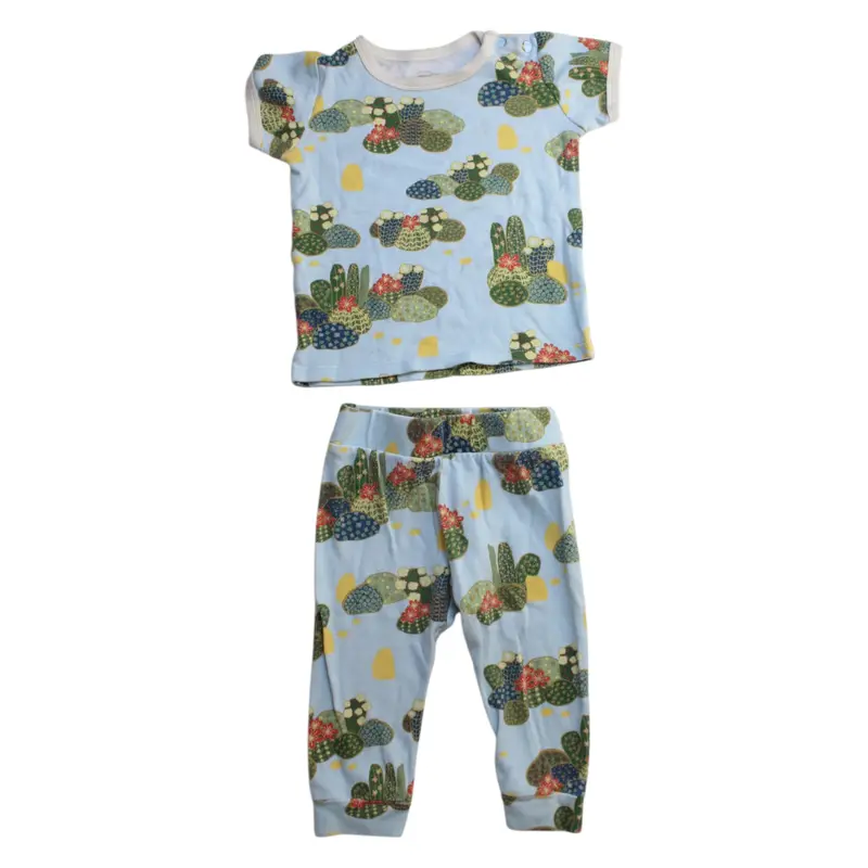 Apple Park Cactus Print Short Sleeve Top And Pants Set 18-24M