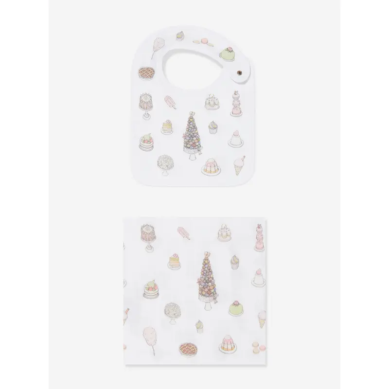 Atelier Choux Baby Girls Sweetie Pie Carr and Satin Bibs Set in Pink