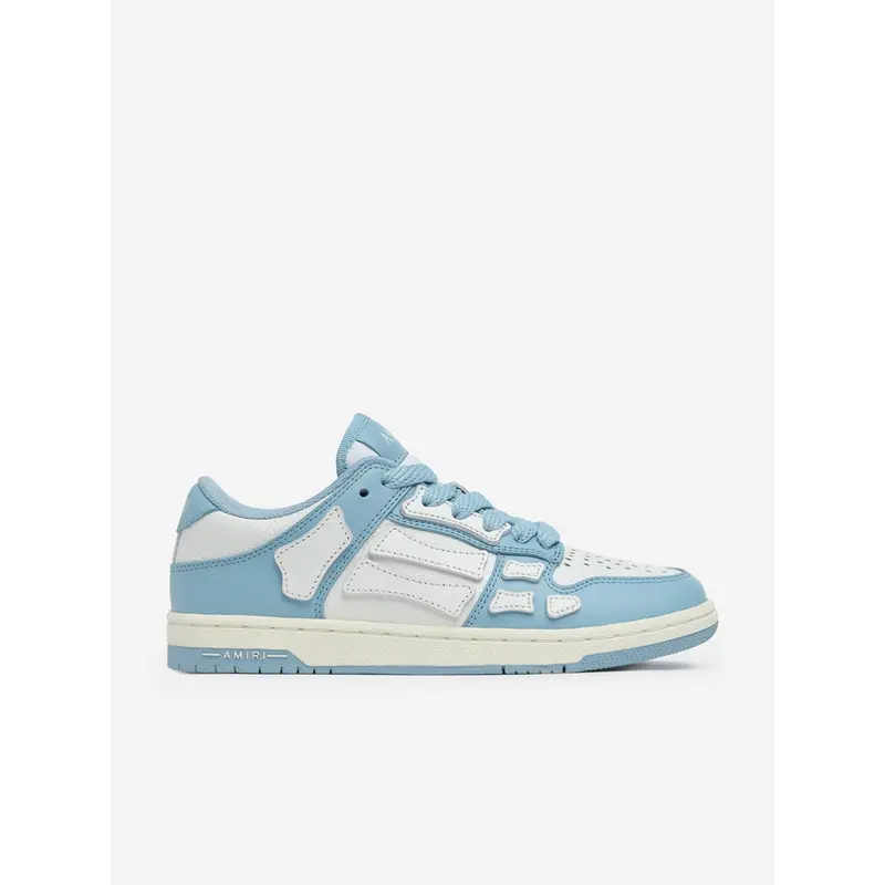 Amiri Kids Leather Skel Top Low Trainers in Blue
