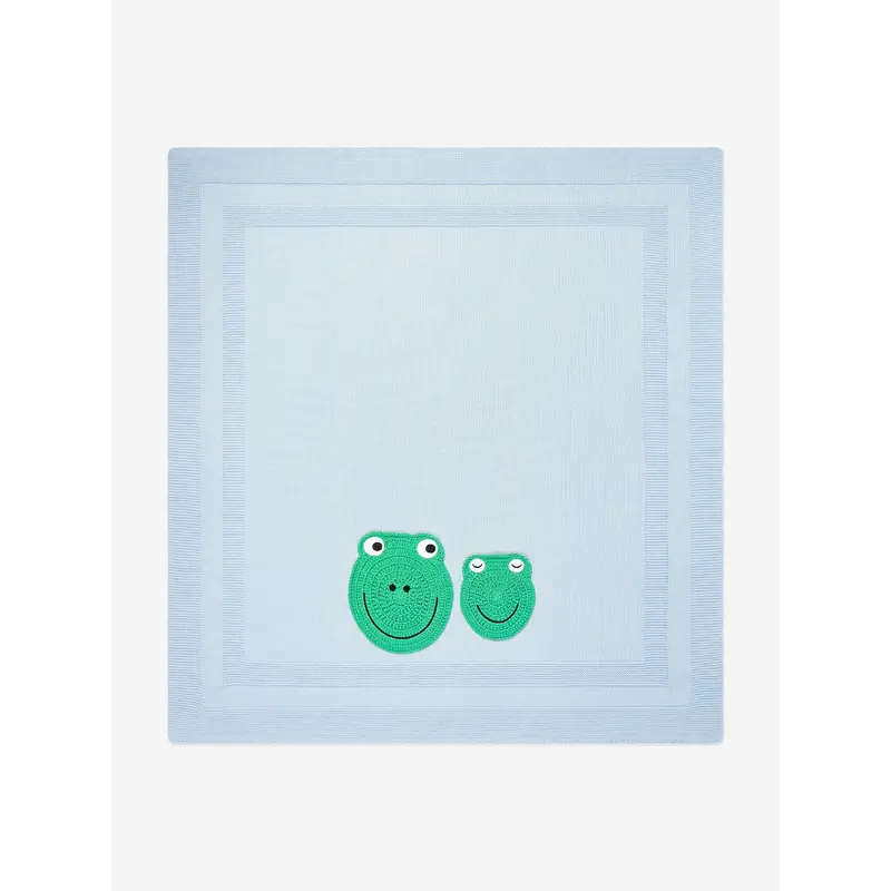 Stella McCartney Baby Boys Cotton Frog Blanket in Blue (73cm)
