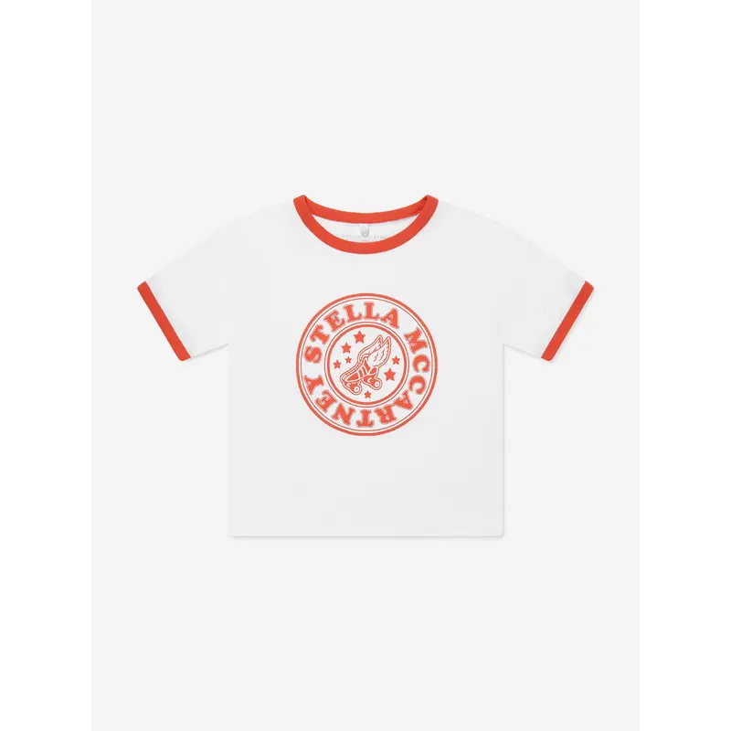 Stella McCartney Girls Logo Print Cropped T-Shirt in White