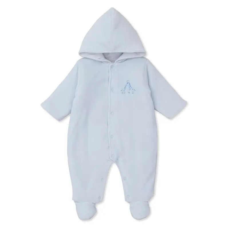 Giraffe Glee Vel Footed Bunting - Light Blue