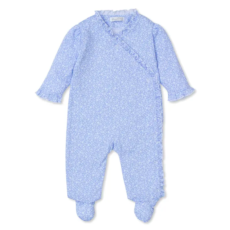 Fall Flower Pat Footie PRT - Light Blue