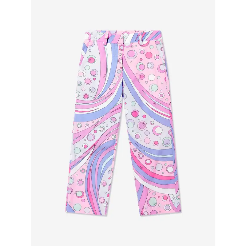 PUCCI Girls Cotton Fontane Print Trousers in Pink