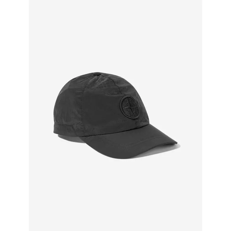Stone Island Boys Compass Logo Cap in Black