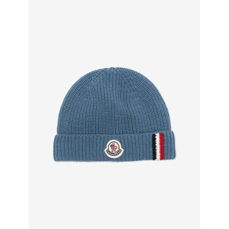 Moncler Enfant Baby Boys Wool Knit Beanie Hat in Blue