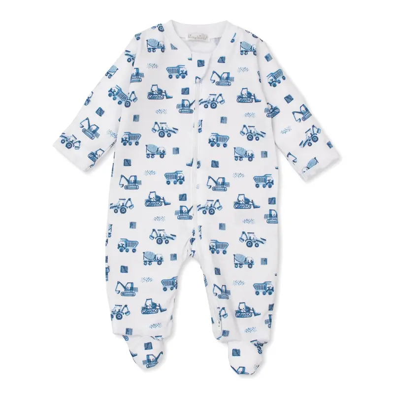 Construction Trucks Footie w/ Zip PRT - Light Blue