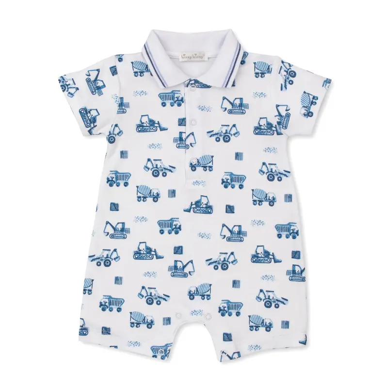 Construction Trucks Short Playsuit PRT - Light Blue