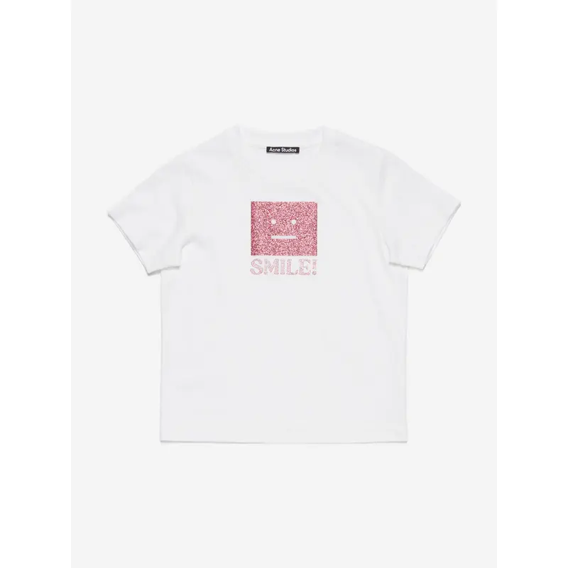 Acne Studios Kids Nash Smiling Face T-Shirt in White