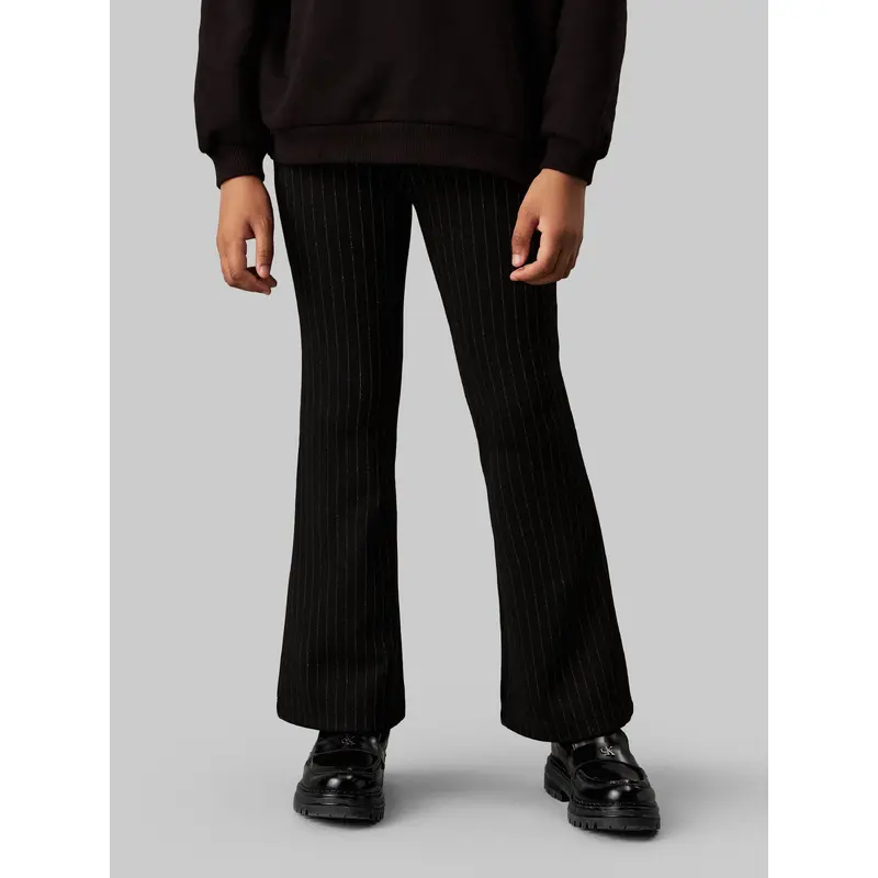 Calvin Klein Girls Pinstripe Flare Trousers in Black