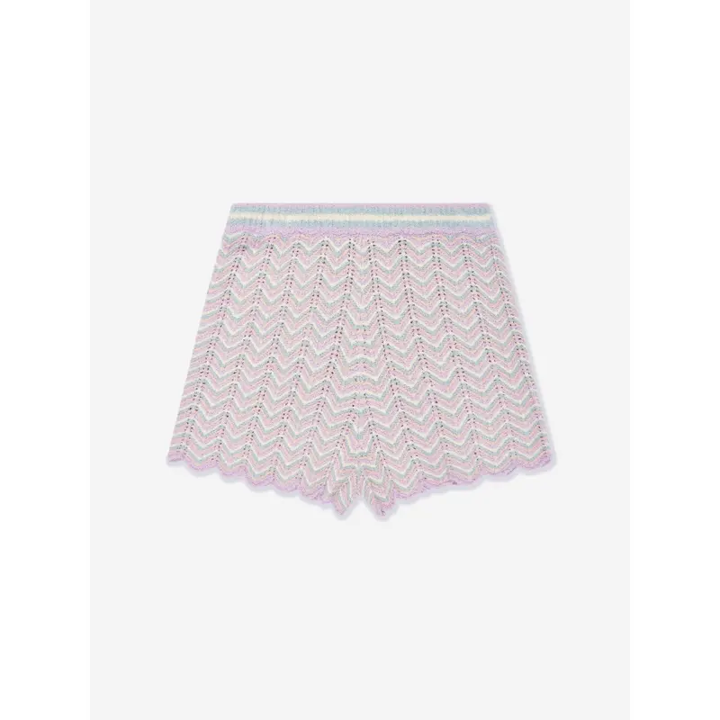 Zimmermann Girls Halliday Textured Knit Shorts in Multicoloured