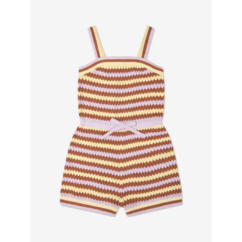 Zimmermann Girls Pop Textured Knit Playsuit in Multicolour