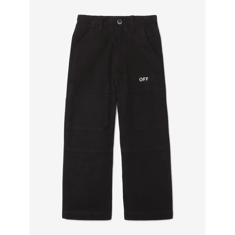 Off-White Boys Off Stamp Clear Worker Trousers in Black