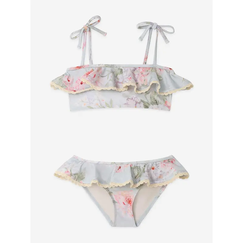 Zimmermann Girls Halliday Trim Frill Bikini in Blue