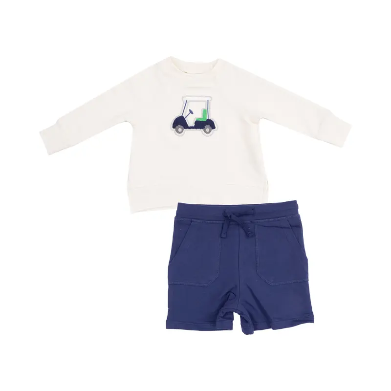 Golf Cart French Terry Raglan Sweatshirt With Applique And Short