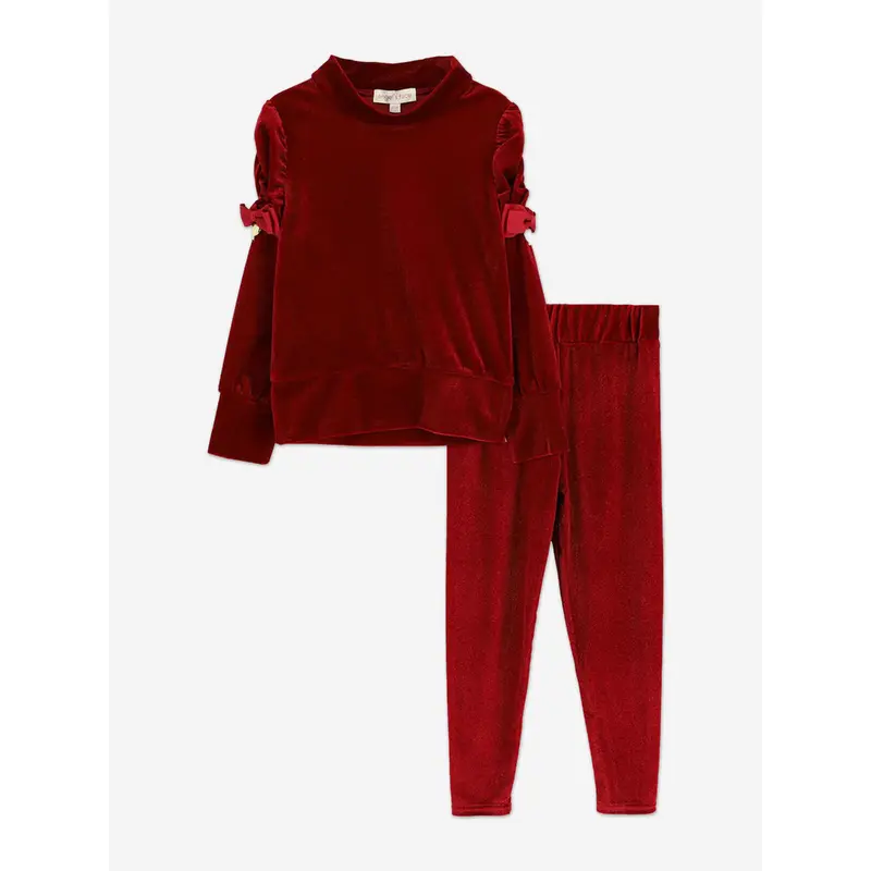 Angels Face Girls Finella Velveteen Leggings Set in Red