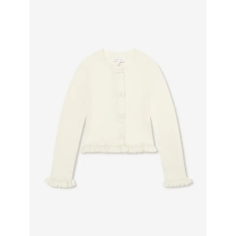 Angels Face Girls Tyler Ribbed Cardigan in Ivory