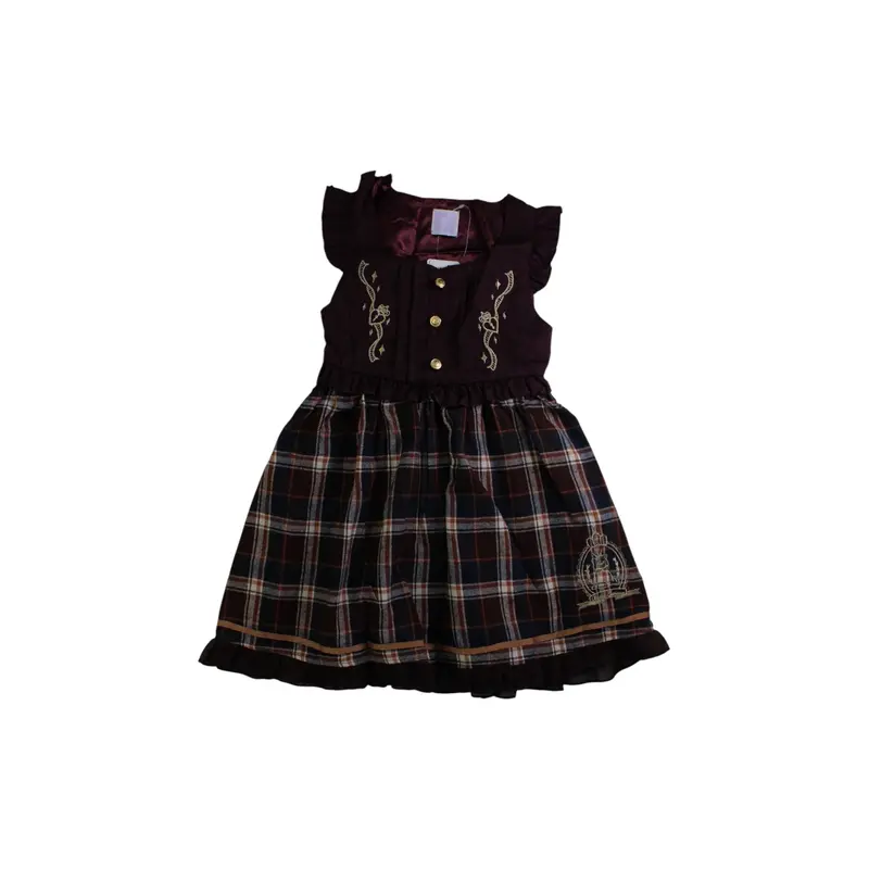 Axes Femme Kids Plaid Short Sleeve Dress 4T