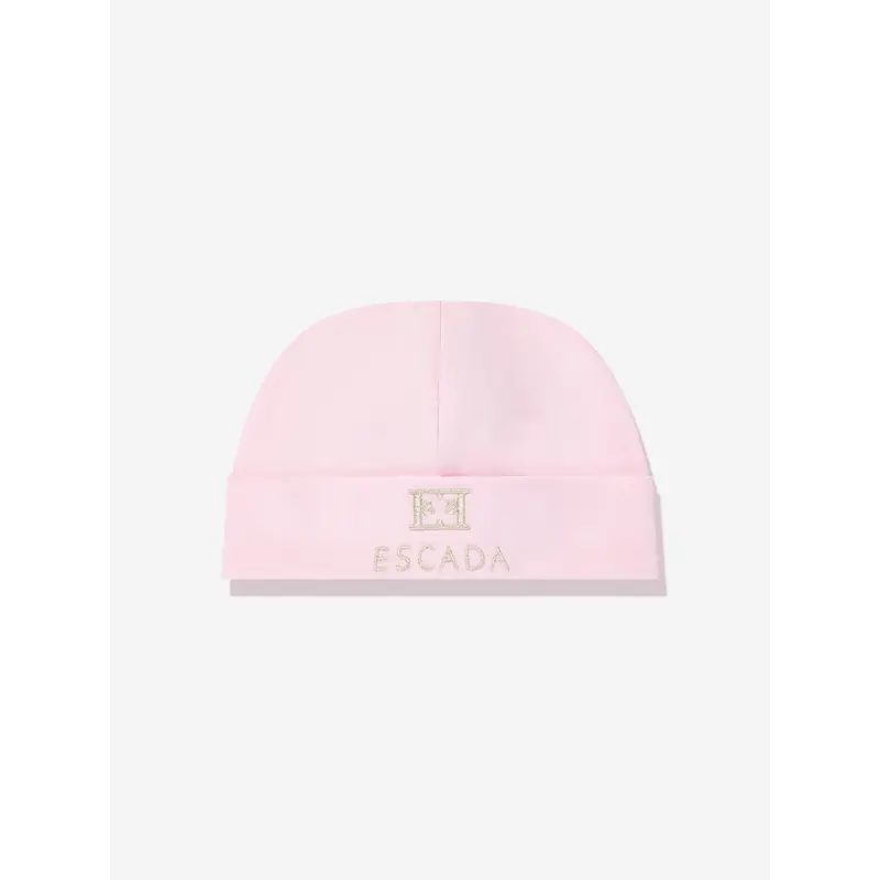 Escada Baby Girls Embroidered Logo Beanie in Pink