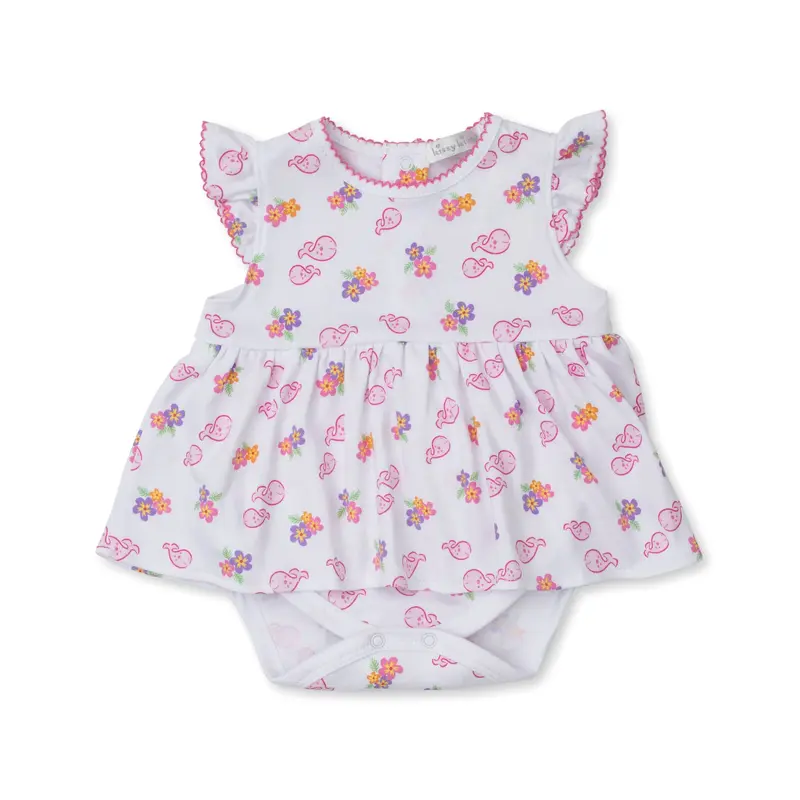 Aloha Whales Bodysuit Dress S/S PRT - Multi Pink