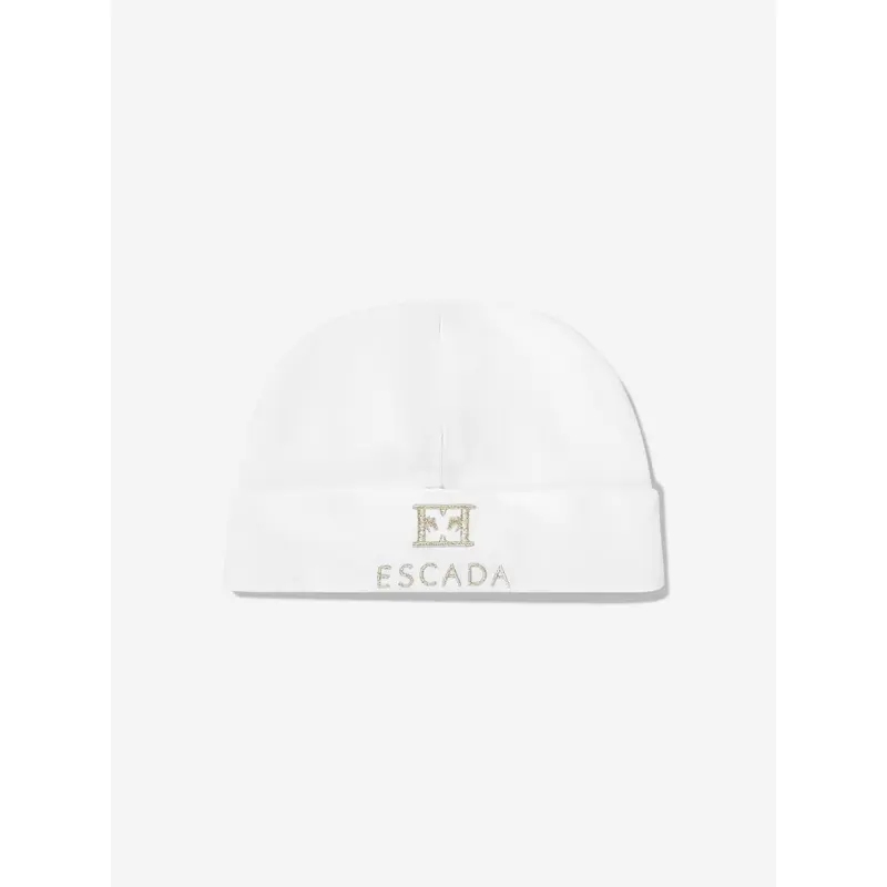 Escada Baby Girls Embroidered Logo Beanie in White