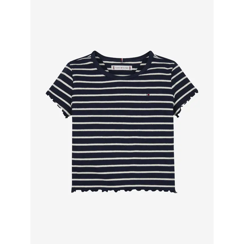 Tommy Hilfiger Girls Striped Rib Knit Top in Navy