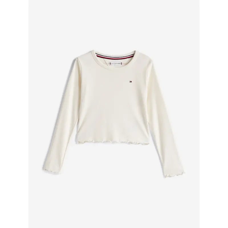 Tommy Hilfiger Girls Slub Knit Long Sleeve Top in Ivory