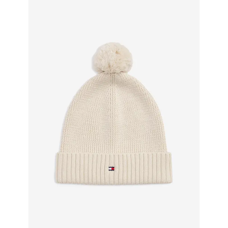 Tommy Hilfiger Kids Essential Pom Pom Beanie Hat in Ivory