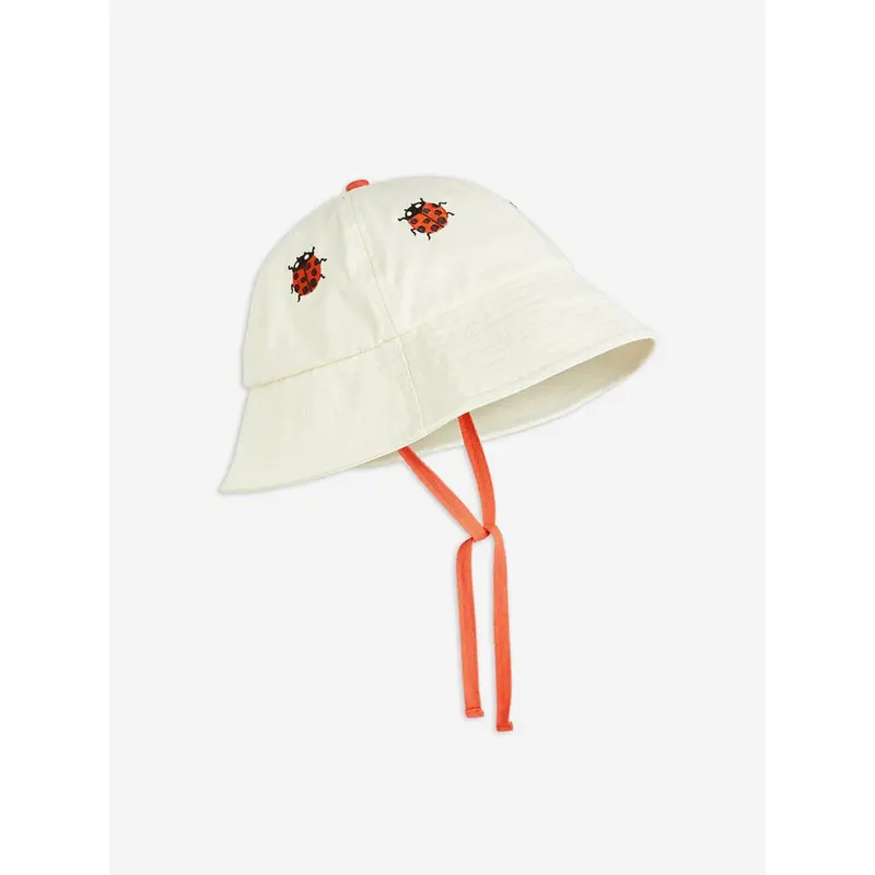 Mini Rodini Baby Girls Ladybug Embroidered Sun Hat in Ivory