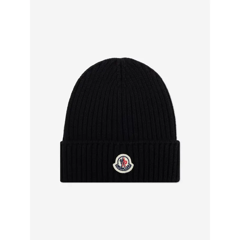 Moncler Enfant Boys Wool Beanie Hat in Black
